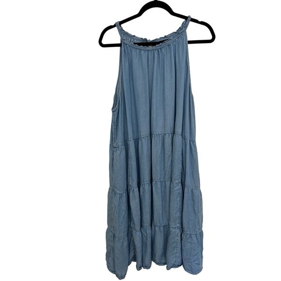 Torrid Chambray Blue Tiered Sleeveless Shift Dress Lyocell Size 3 (3X) - Picture 2 of 11